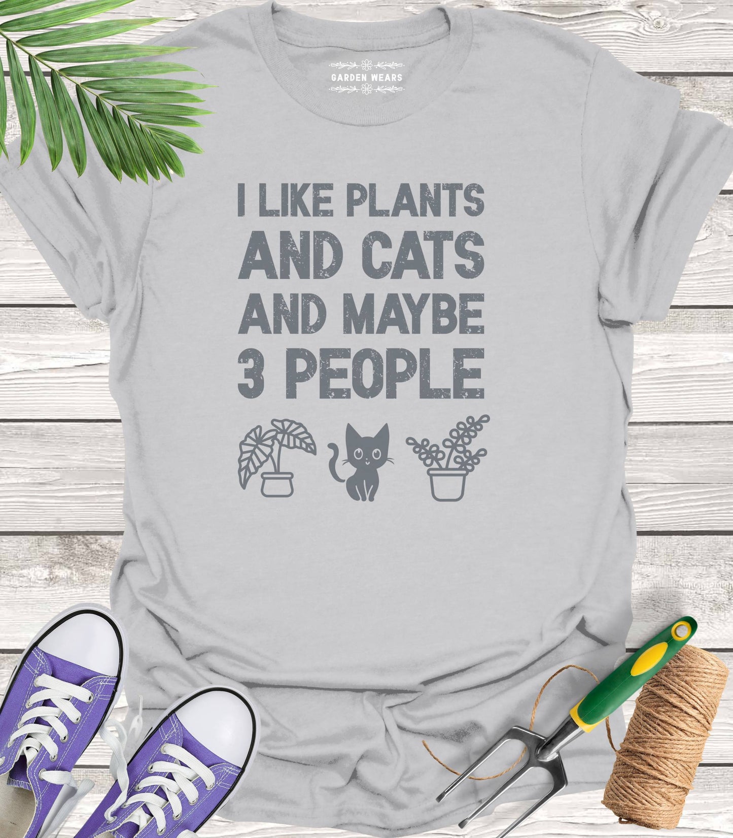 Unisex 100% Cotton T-shirt, I Like Plants And Cats And Maybe 3 People