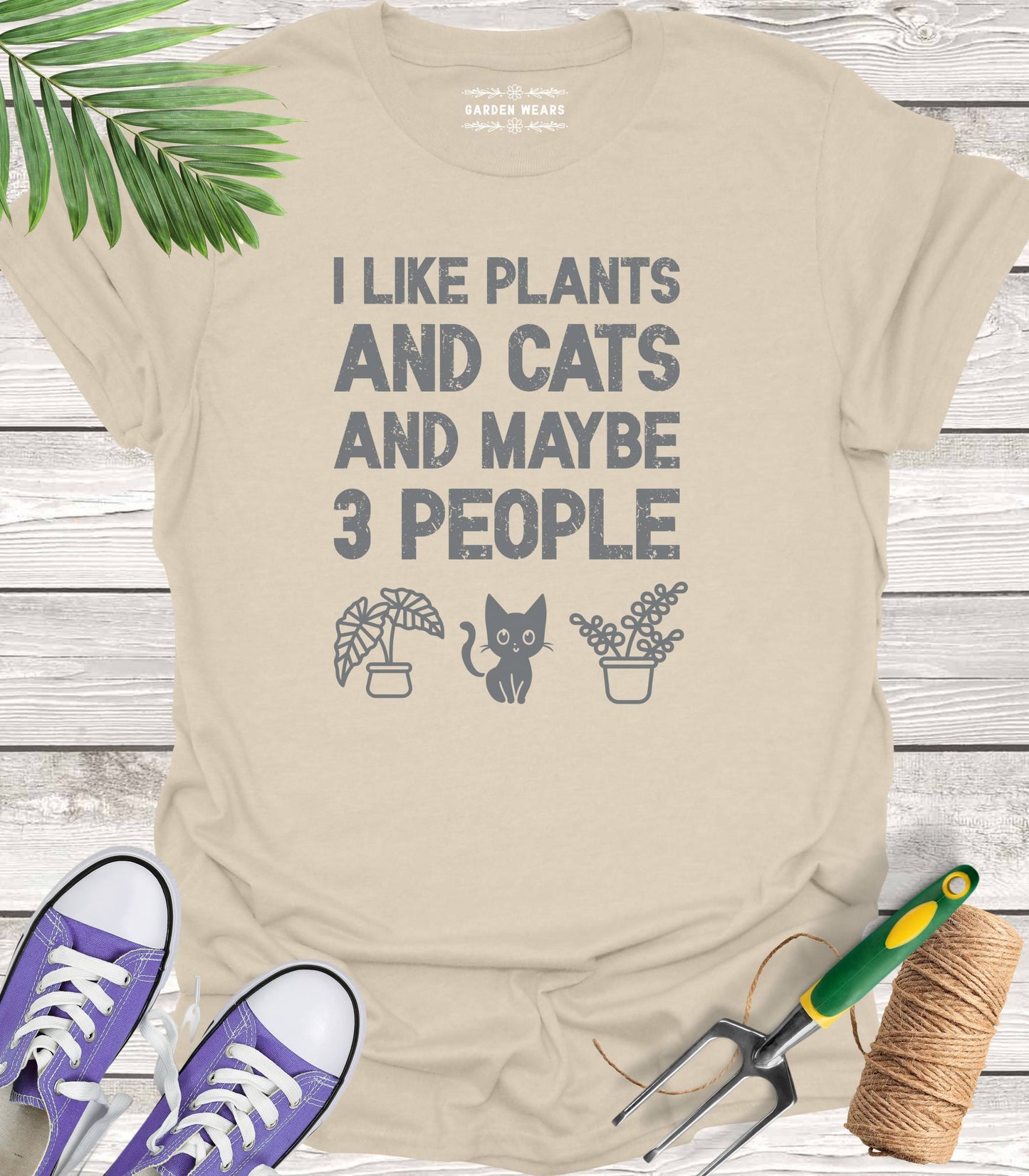 Unisex 100% Cotton T-shirt, I Like Plants And Cats And Maybe 3 People