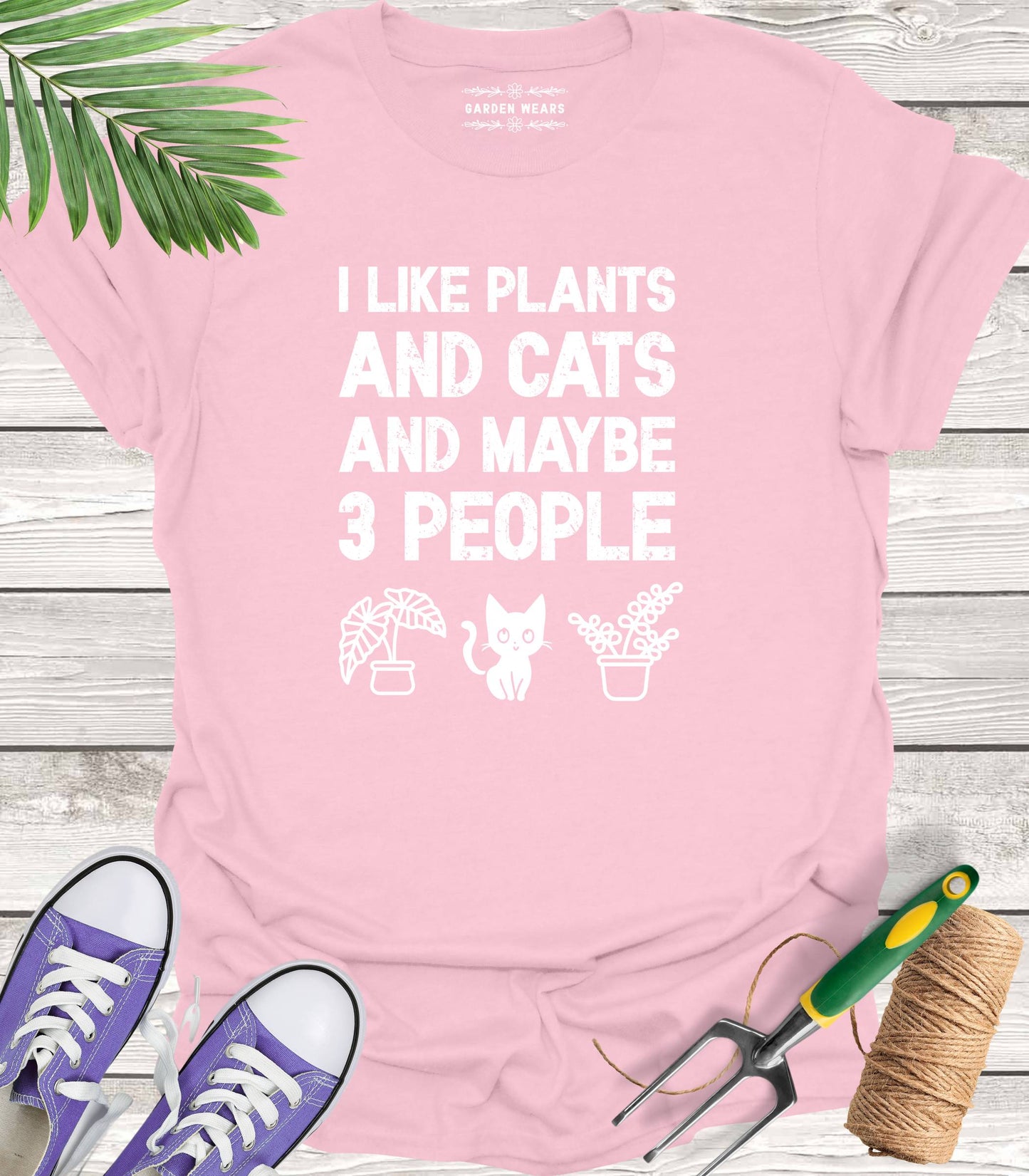Unisex 100% Cotton T-shirt, I Like Plants And Cats And Maybe 3 People