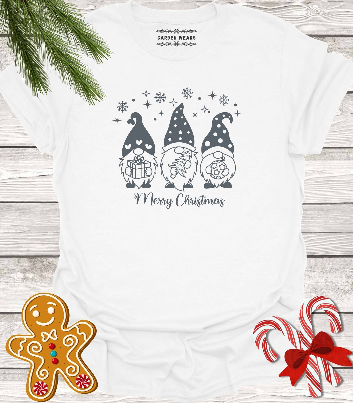 Unisex 100% Cotton T-shirt, Merry Christmas Gnomes