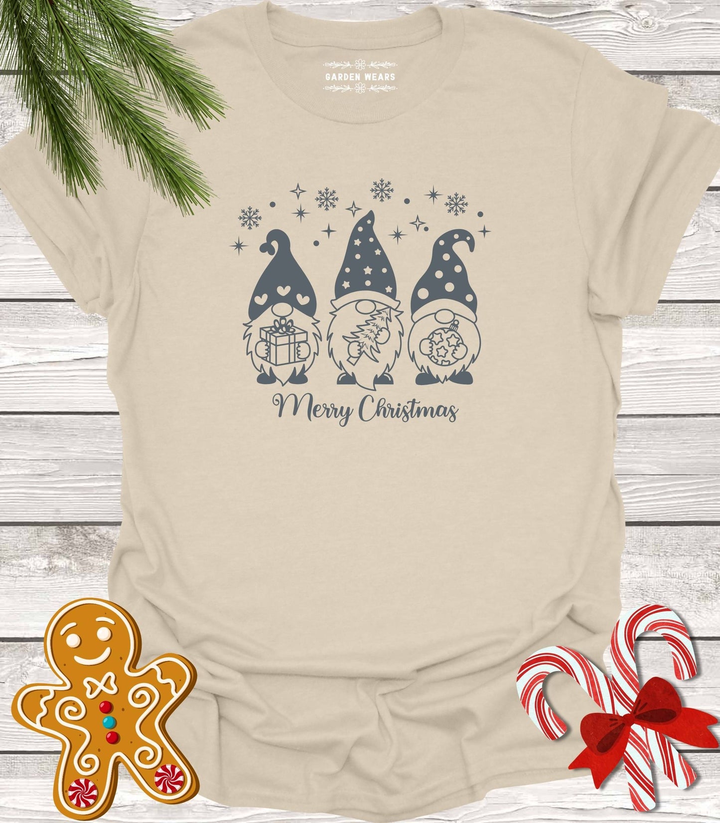 Unisex 100% Cotton T-shirt, Merry Christmas Gnomes
