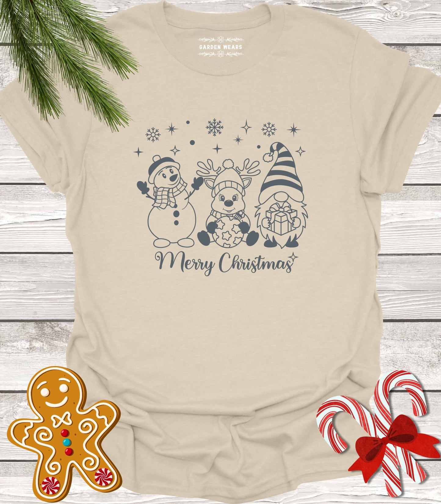 Unisex 100% Cotton T-shirt, Merry Christmas Gnome
