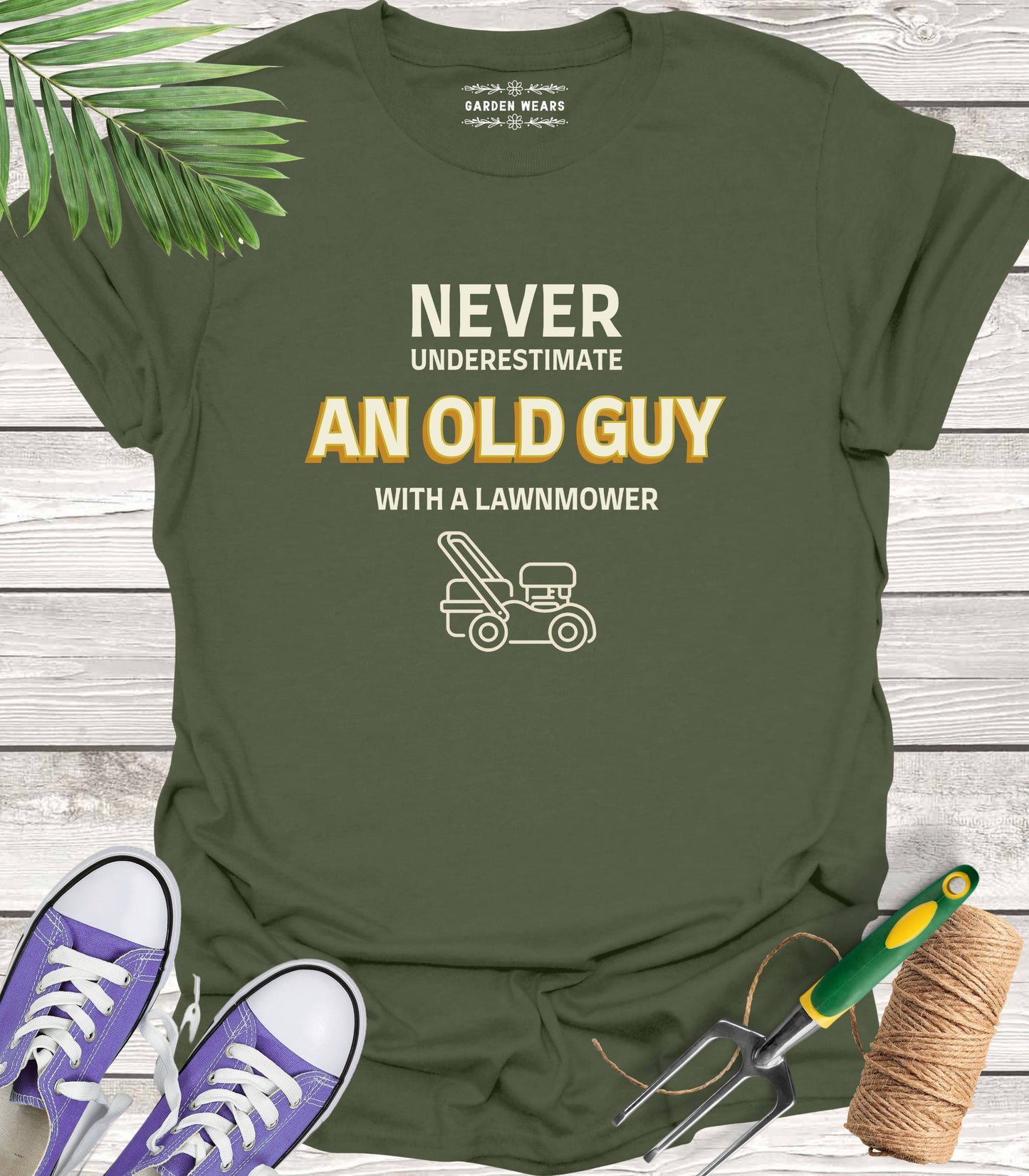 Unisex 100% Cotton T-shirt, Never Underestimate An Old Guy With A Lawnmower