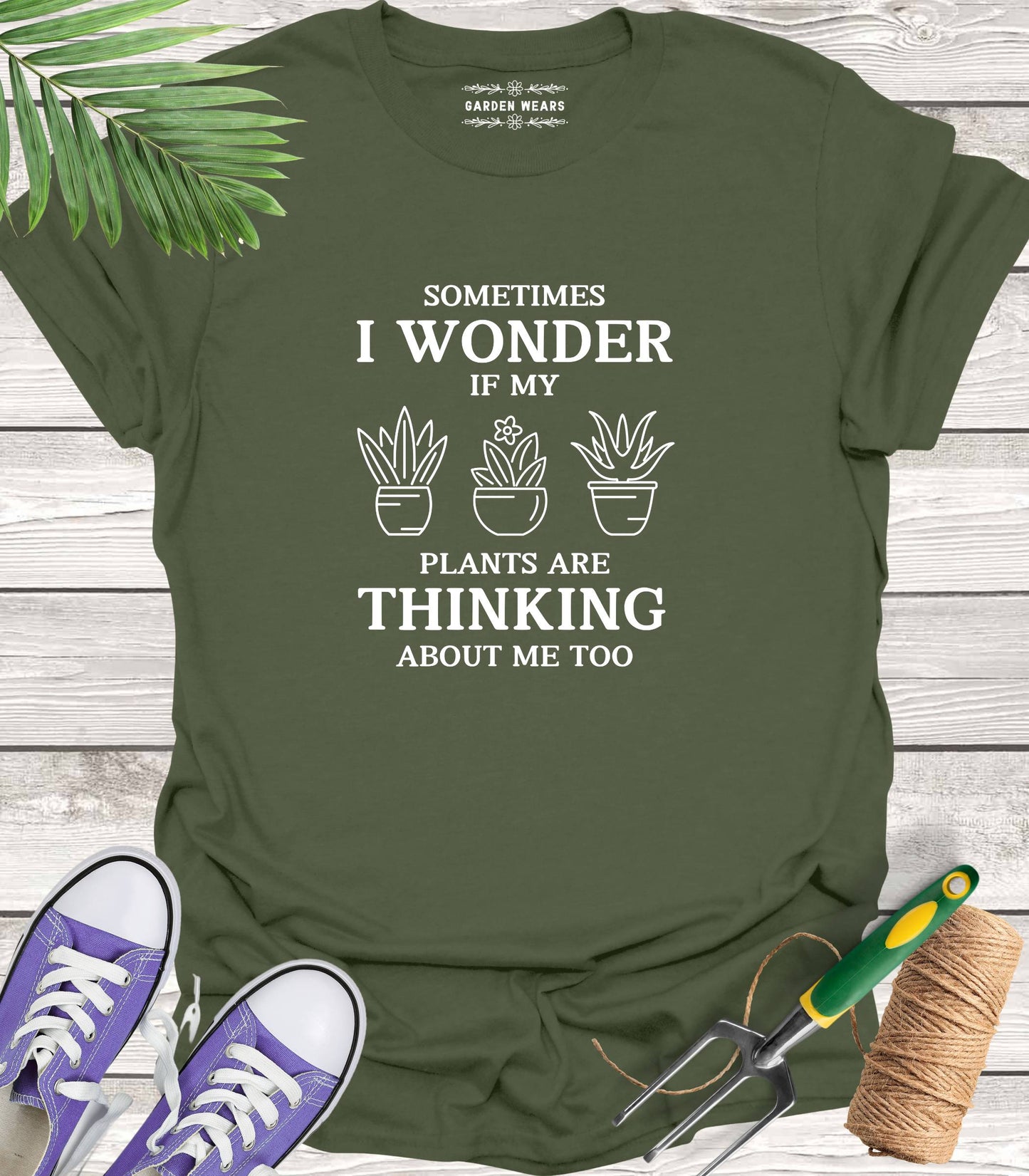 Unisex 100% Cotton T-shirt, Sometimes I Wonder If My Plants Are Thinking About Me Too