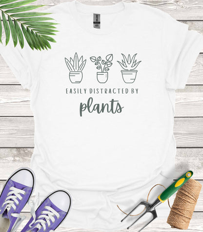 Unisex 100% Cotton T-shirt,  Easily Distracted By Plants