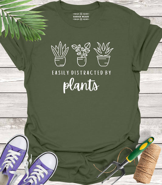 Unisex 100% Cotton T-shirt,  Easily Distracted By Plants