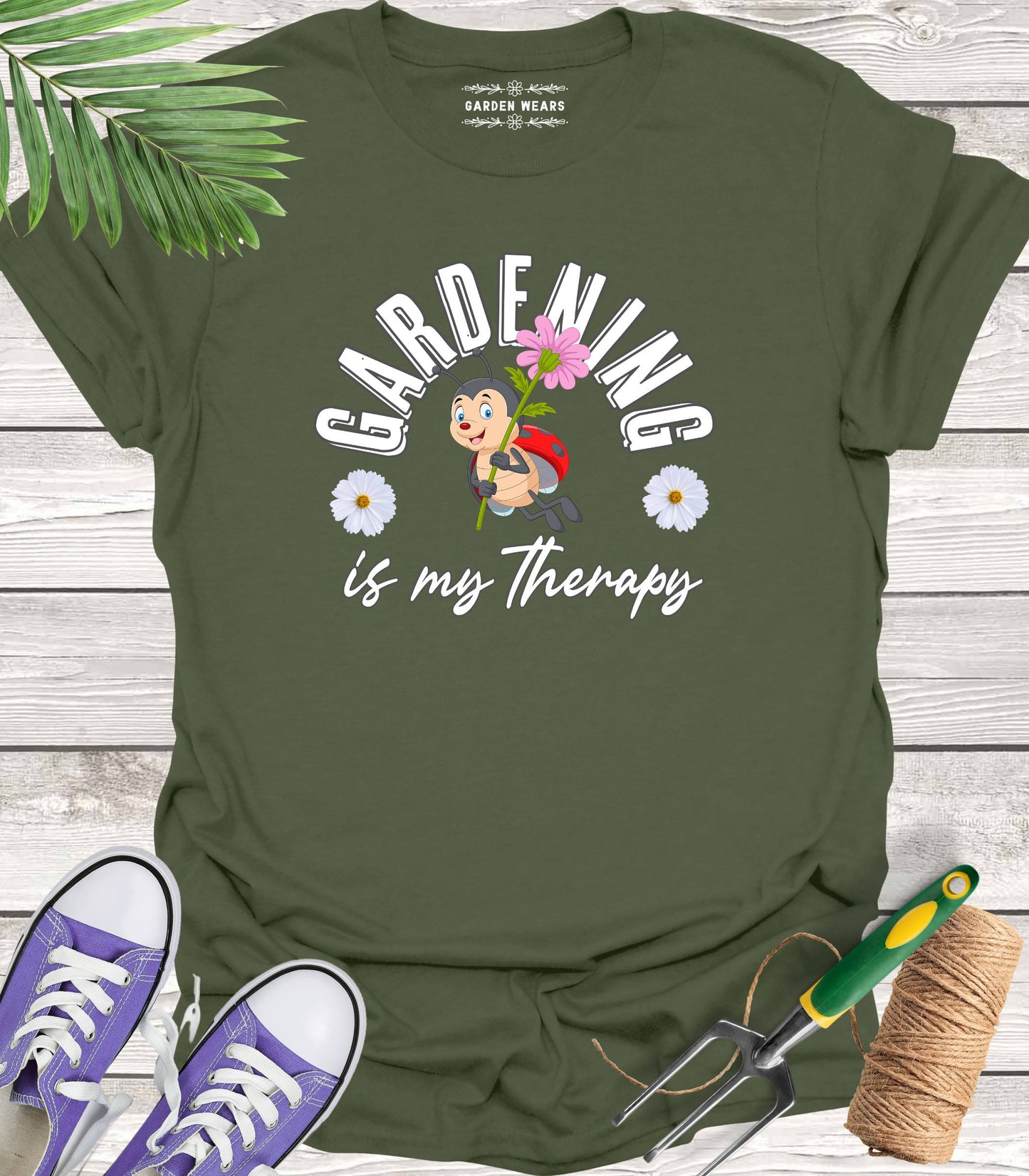 Unisex 100% Cotton T-shirt,  Gardening Is My Therapy