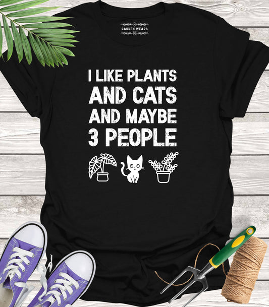 Unisex 100% Cotton T-shirt, I Like Plants And Cats And Maybe 3 People