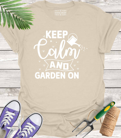 Unisex 100% Cotton T-shirt,  Keep Calm And Garden On