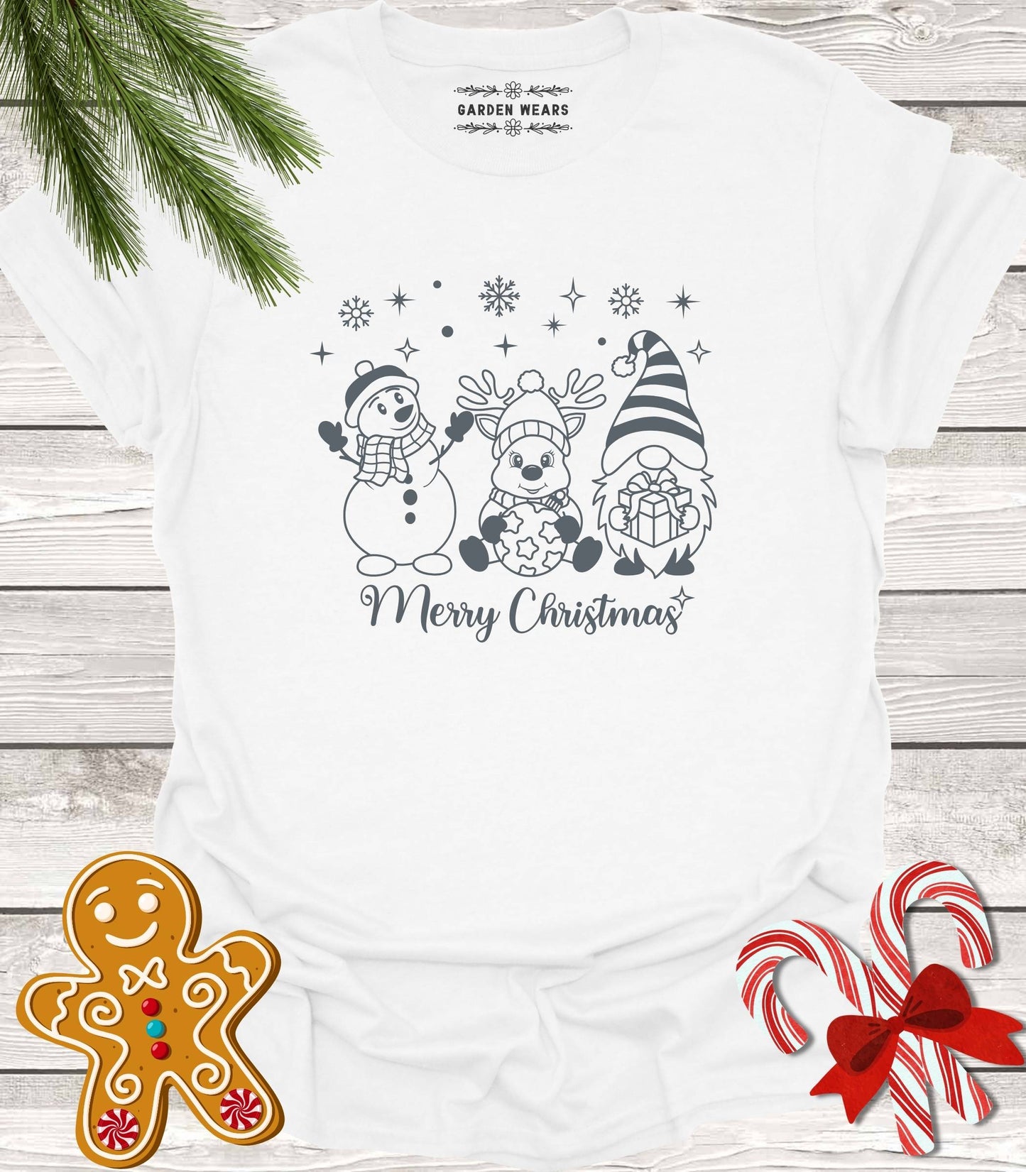 Unisex 100% Cotton T-shirt,  Merry Christmas Gnome