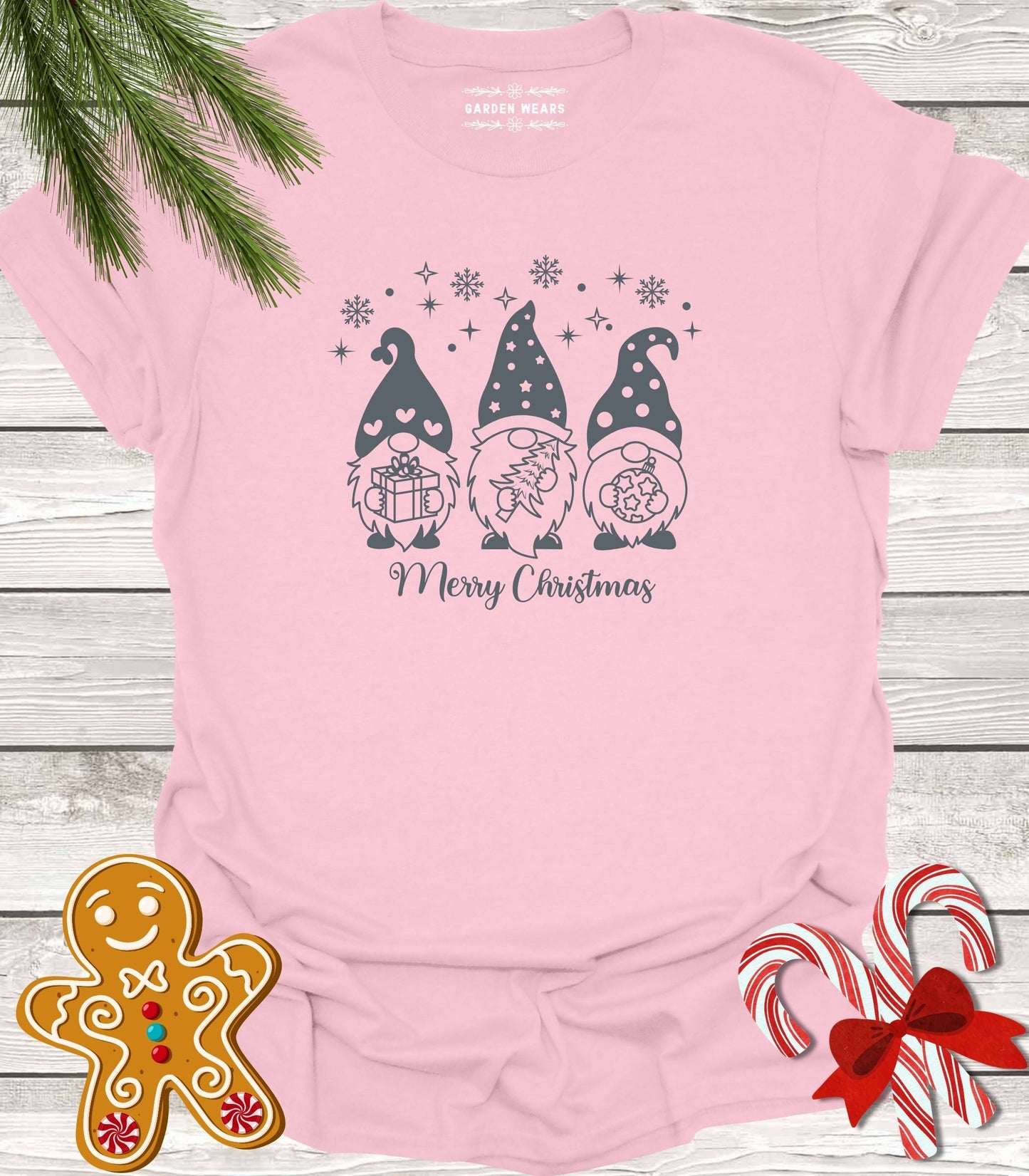 Unisex 100% Cotton T-shirt,  Merry Christmas Gnomes