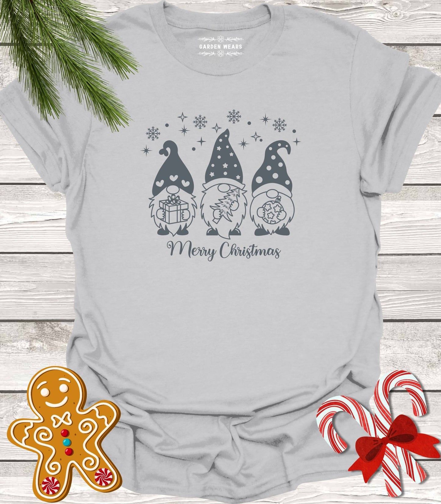 Unisex 100% Cotton T-shirt,  Merry Christmas Gnomes