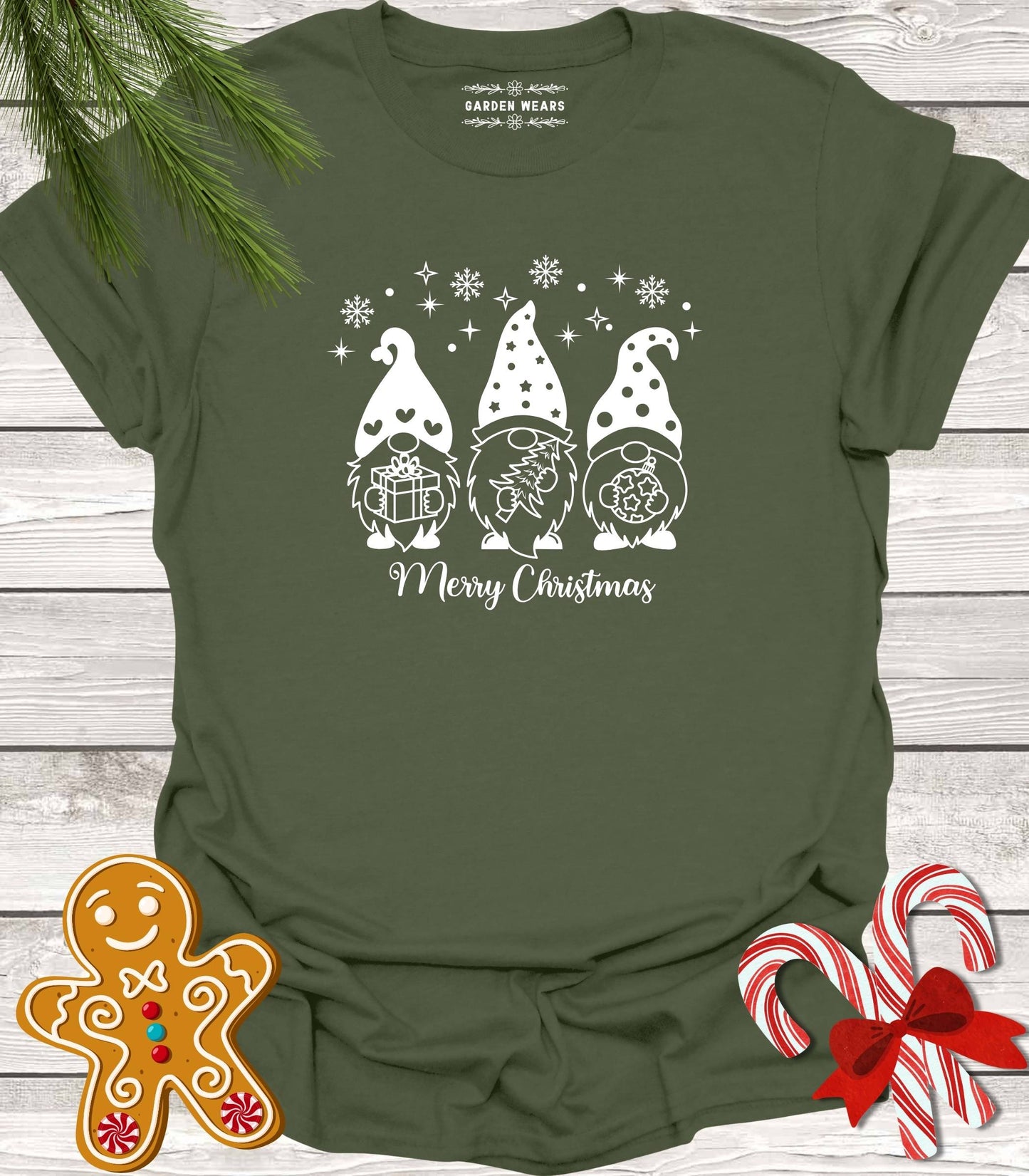 Unisex 100% Cotton T-shirt,  Merry Christmas Gnomes