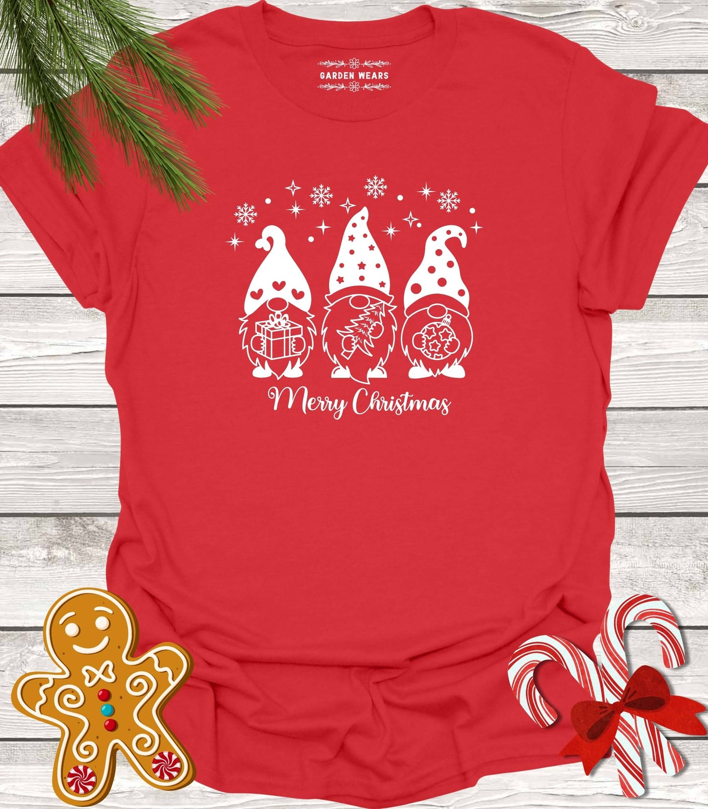 Unisex 100% Cotton T-shirt,  Merry Christmas Gnomes