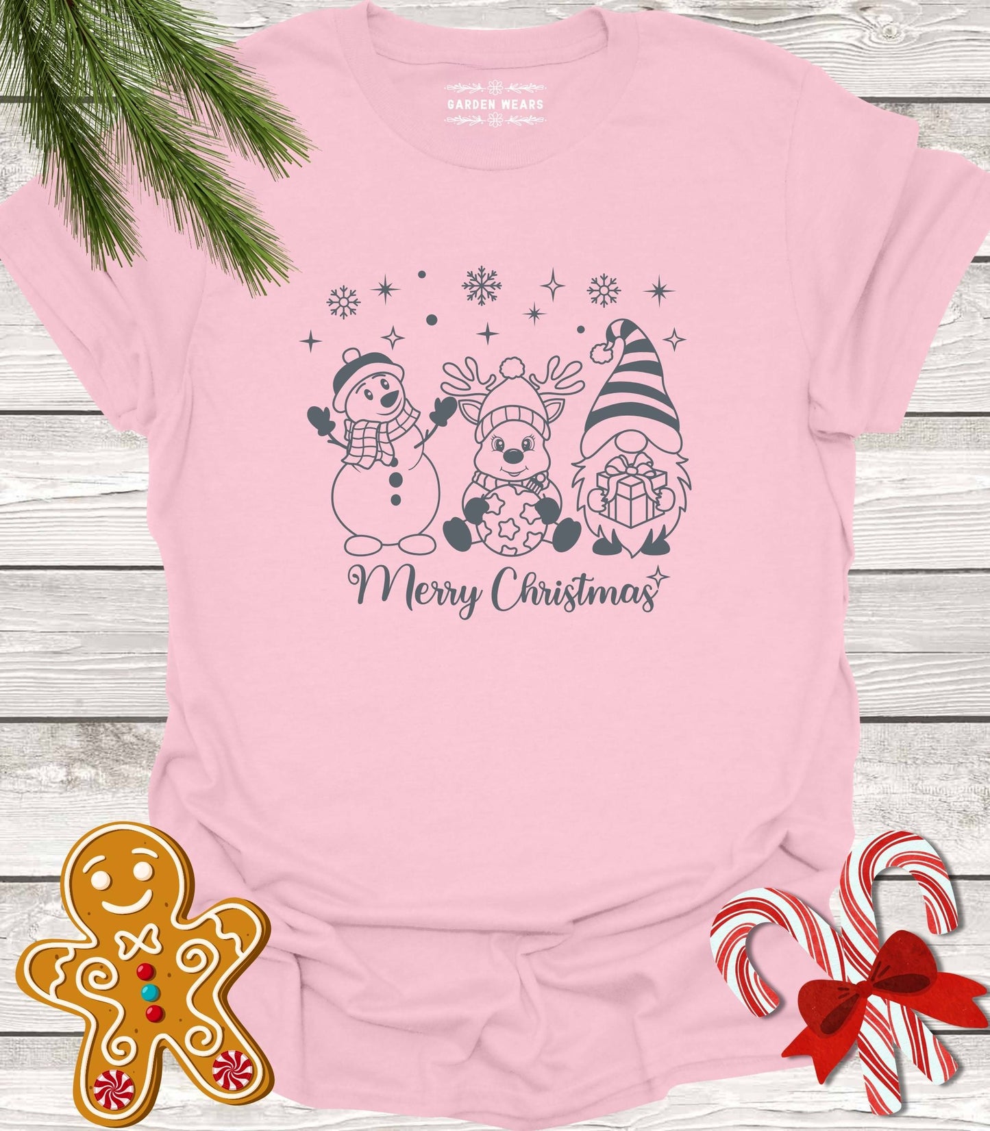 Unisex 100% Cotton T-shirt,  Merry Christmas Gnome