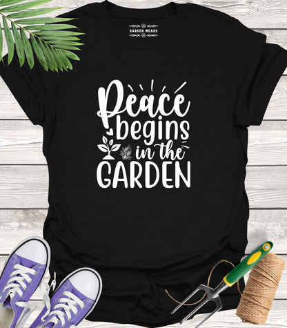 Unisex 100% Cotton T-shirt,  Peace Begins In The Garden