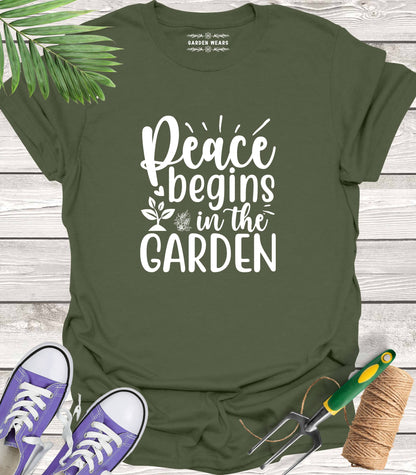 Unisex 100% Cotton T-shirt,  Peace Begins In The Garden