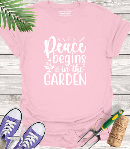 Unisex 100% Cotton T-shirt,  Peace Begins In The Garden